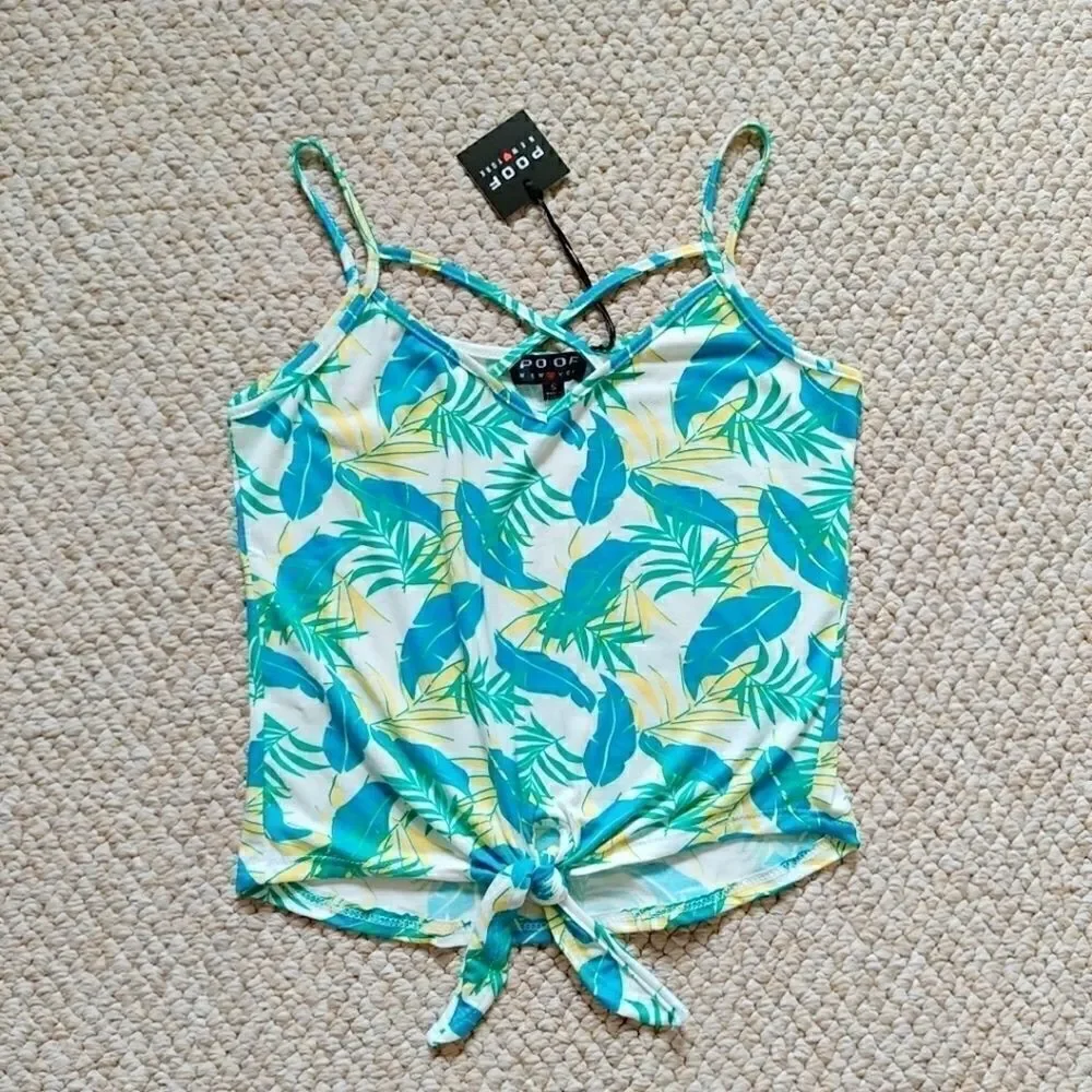 Poof NY criss cross tropical knot front tank
